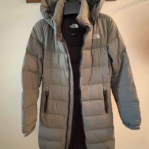 The North Face Charcoal Hooded Puffer Coat